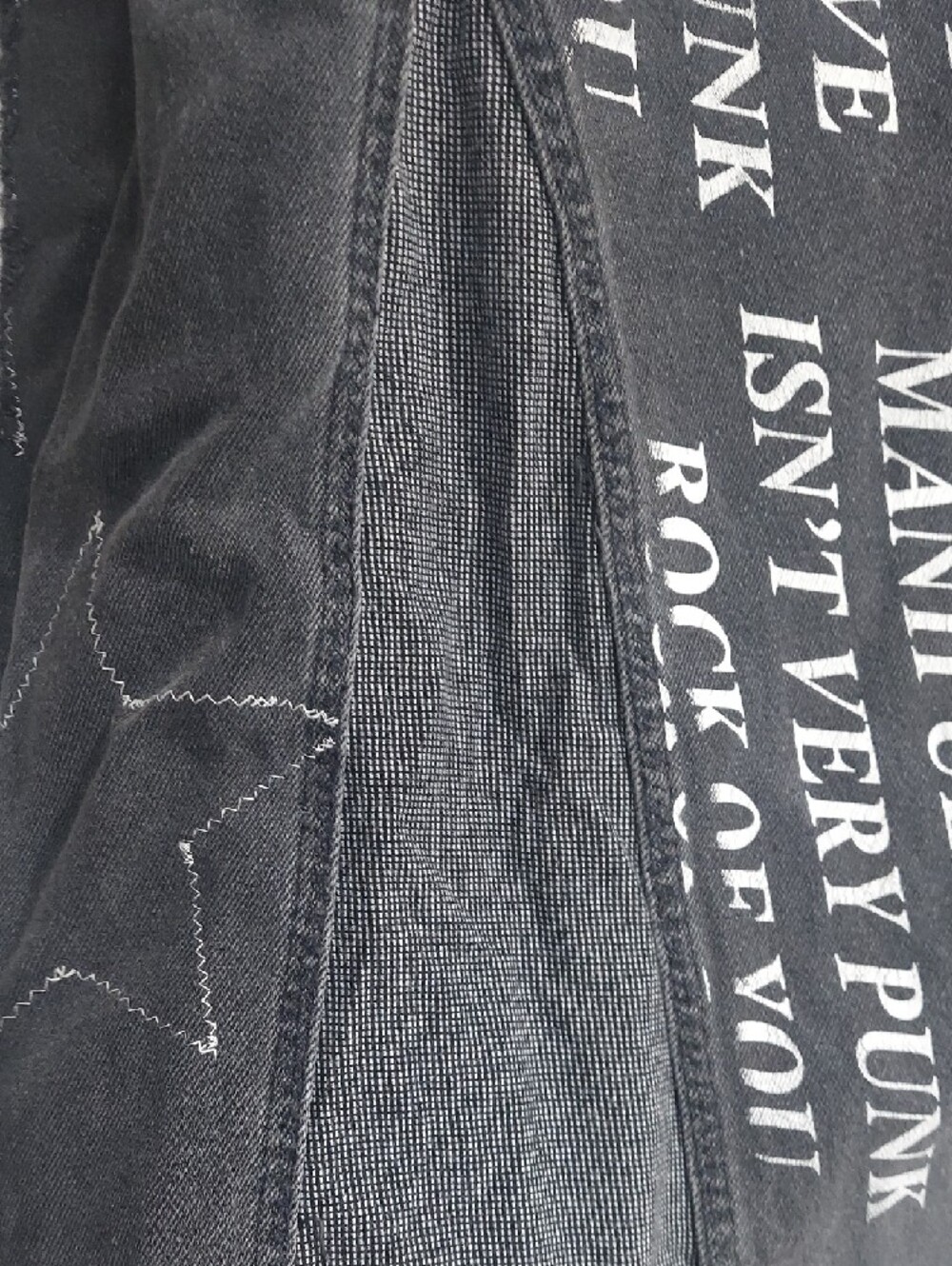 Black Patchwork Maxi Skirt with Star & Text Details - Picture 3 of 10